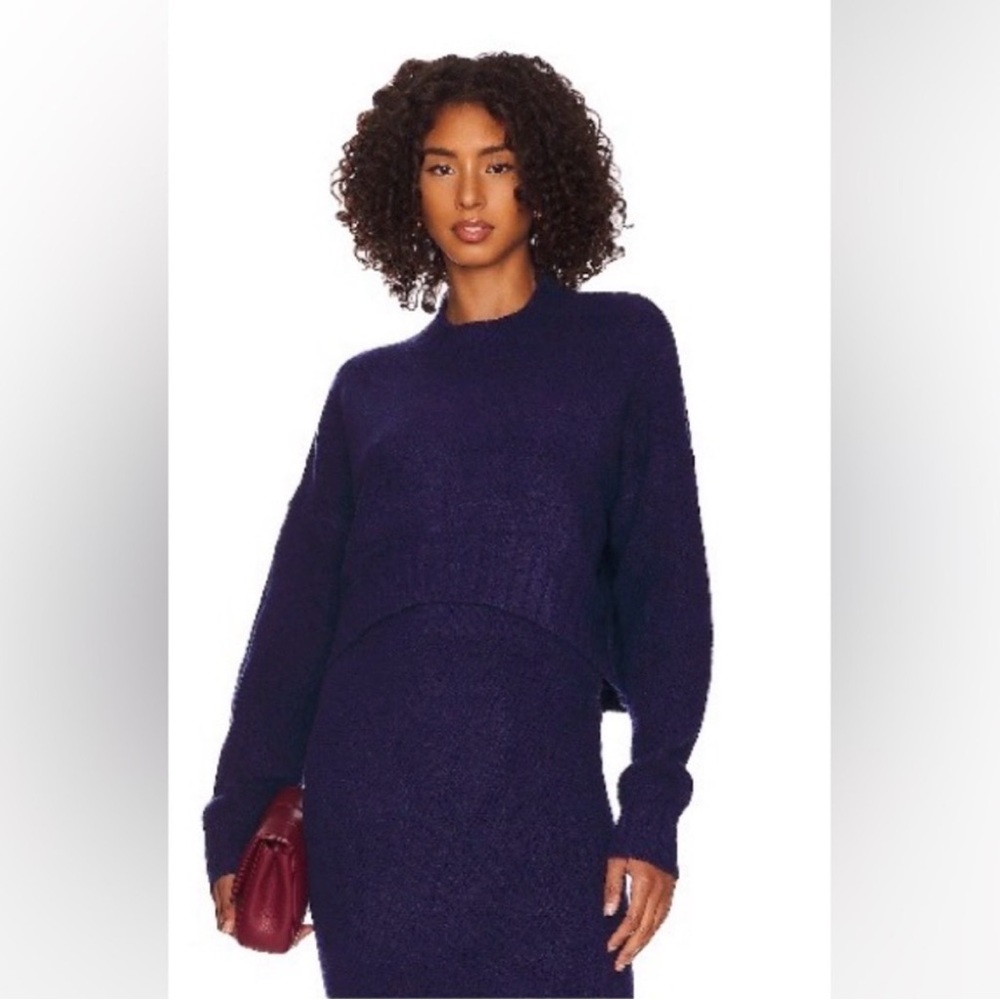SNDYS Late Lunch Purple Crop Sweater and Pencil Skirt Set